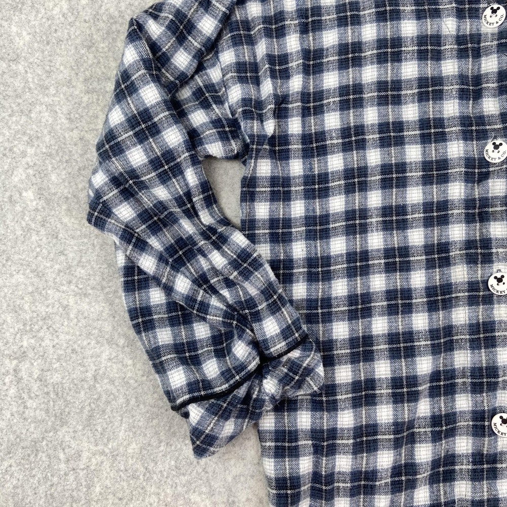 Mickey & Co Pajama Top Womens Large Blue Plaid Flannel Sleepwear Mickey Mouse - Picture 9 of 11